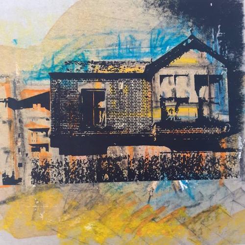 'Dreamland Welcomes You': screen and monoprint on paper, 2021, 30 x 20 cm image on A3 paper, framed, £95.